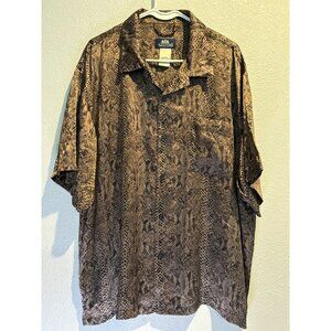 STAFFORD Mens XL Button Shirt SILK Snake Print Animal
